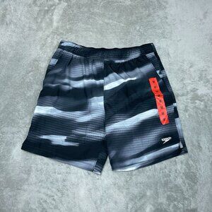 Speedo Mens Swim Shorts Gray Geometric Print Size Medium a0708